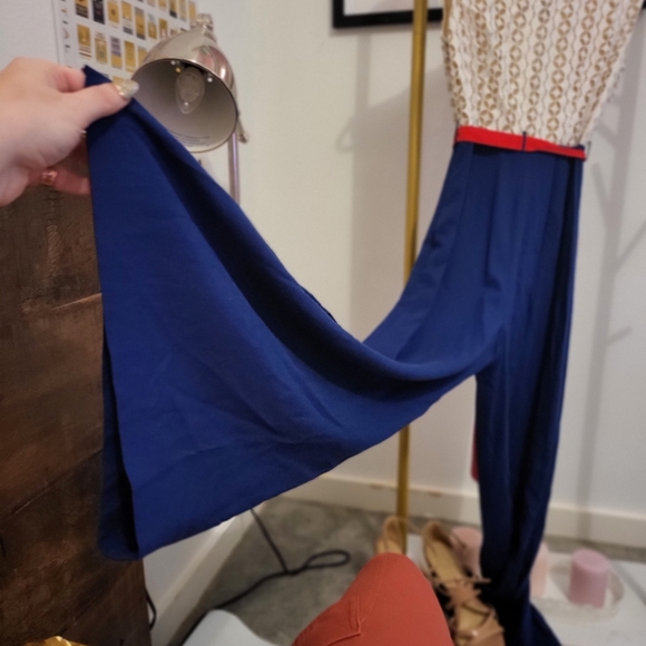 Tracy Reese for Anthropologie Amanda Lace Top Wide Leg Belted Jumpsuit - Picture 2 of 6